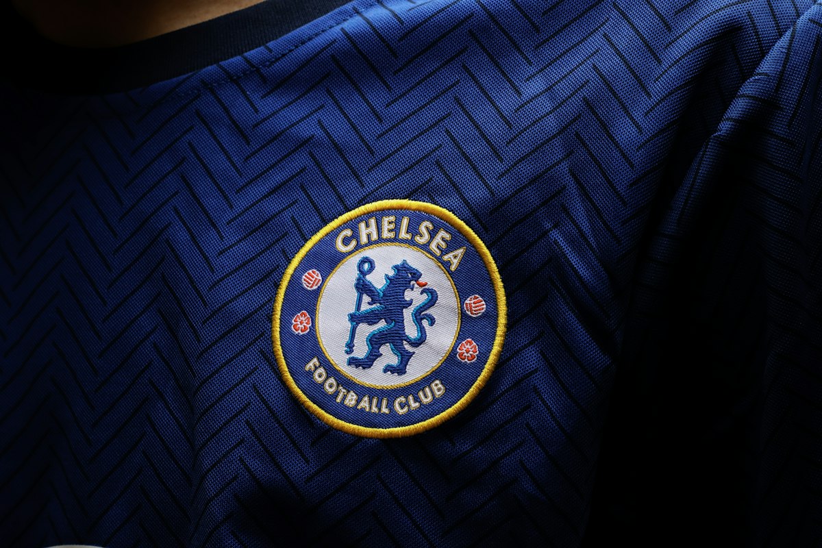 Chelsea Football Club official crest and blue kit badge close-up