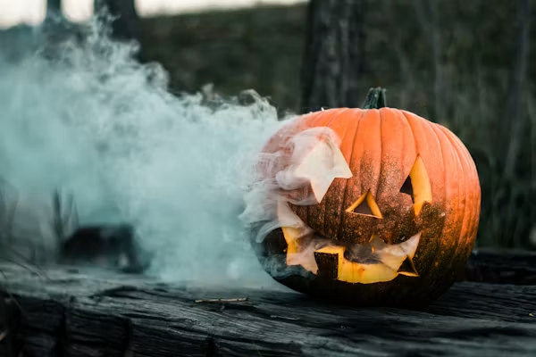 Smoking Carved Jack-o'-Lantern