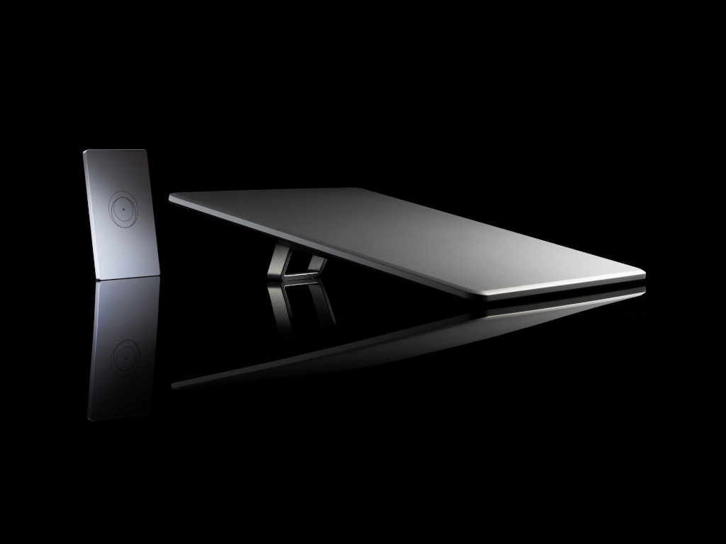 Starlink high-speed satellite internet receiver terminal dish on sleek dark surface